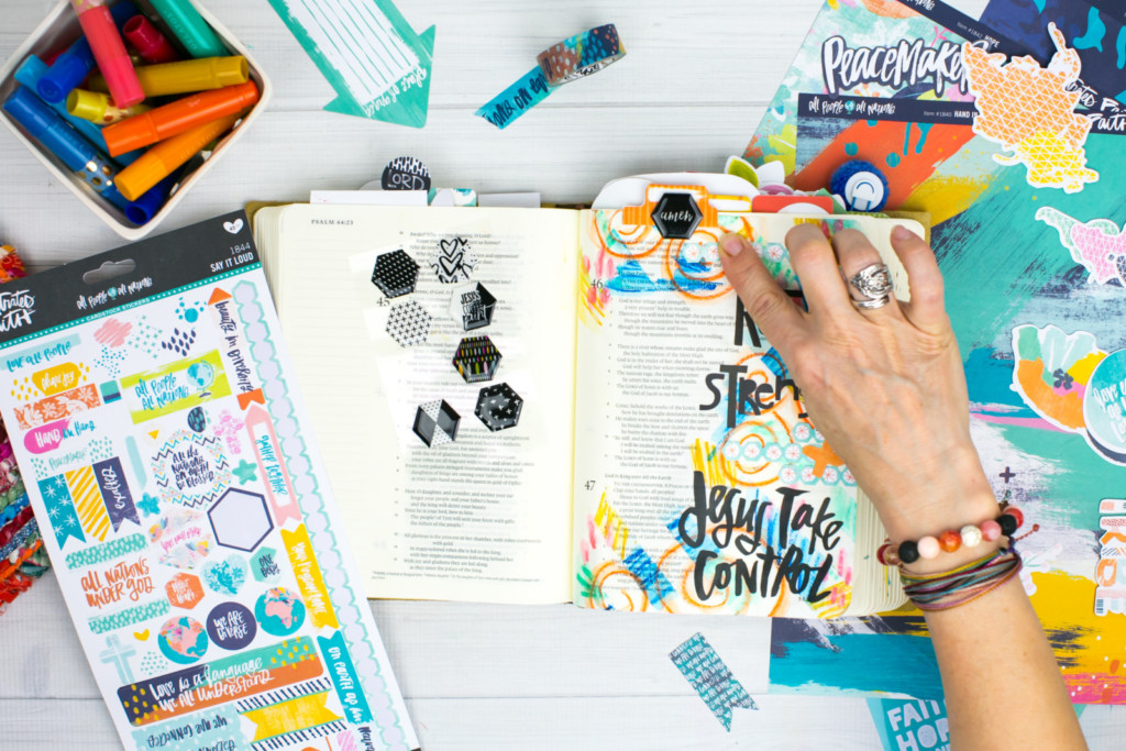 Mixed Media Bible Journaling Tutorial by Amy Bruce | Jesus Take Control | Washi Tape Masking and Gelatos