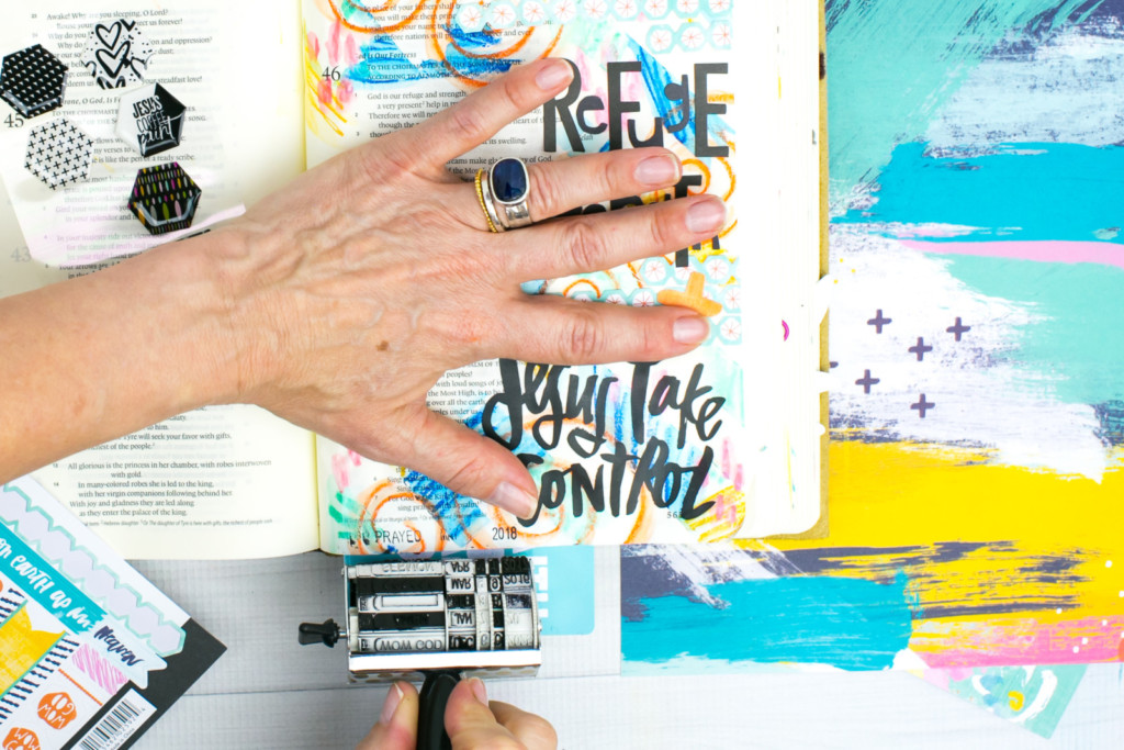 Mixed Media Bible Journaling Tutorial by Amy Bruce | Jesus Take Control | Washi Tape Masking and Gelatos