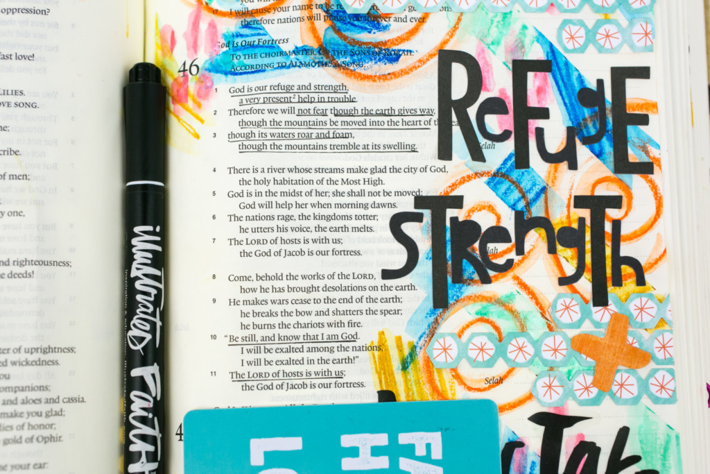 Mixed Media Bible Journaling Tutorial by Amy Bruce | Jesus Take Control | Washi Tape Masking and Gelatos