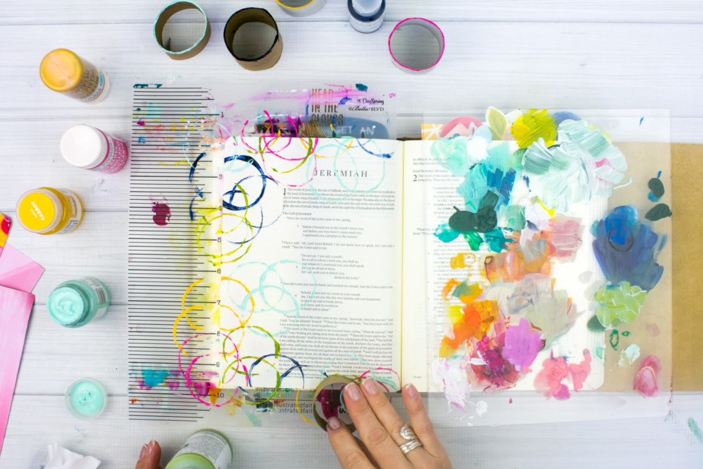 Mixed Media Bible Journaling Tutorial by Amy Bruce | Known - Fun with Acrylics and Cardboard Rolls
