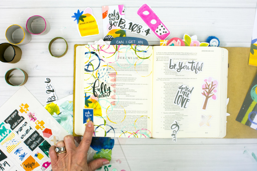 Mixed Media Bible Journaling Tutorial by Amy Bruce | Known - Fun with Acrylics and Cardboard Rolls