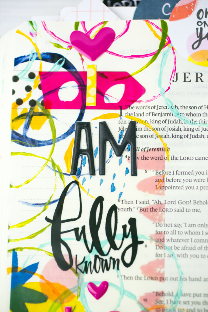 Mixed Media Bible Journaling Tutorial by Amy Bruce | Known - Fun with Acrylics and Cardboard Rolls