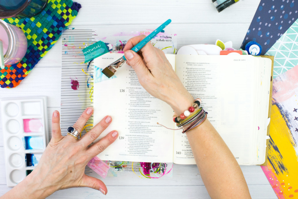 Watercolor Bible Journaling Tutorial by Amy Bruce | Pieces