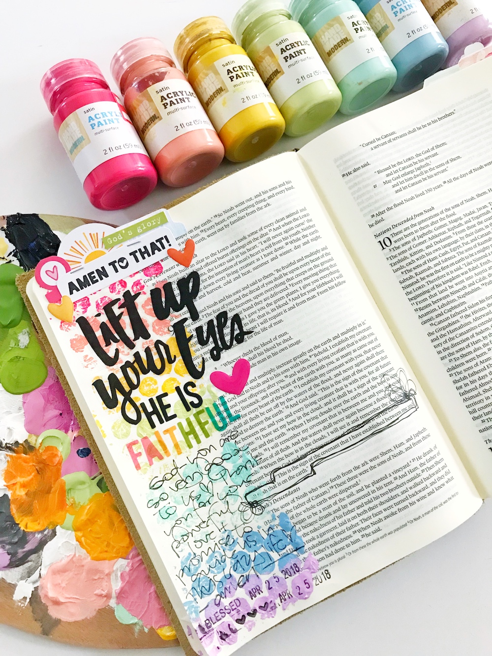 Mixed Media Bible Journaling Tutorial by April Crosier | Bubble Wrapping the Rainbow | Genesis 9