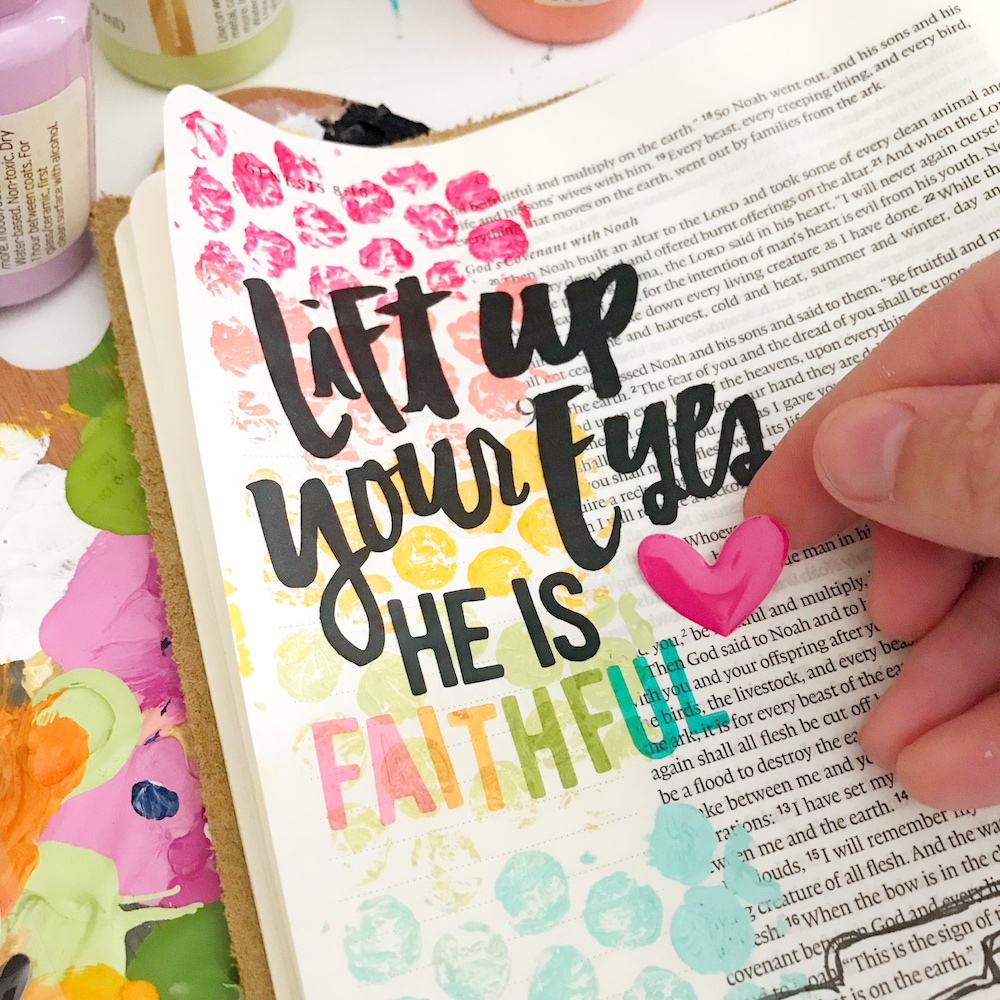 Mixed Media Bible Journaling Tutorial by April Crosier | Bubble Wrapping the Rainbow | Genesis 9
