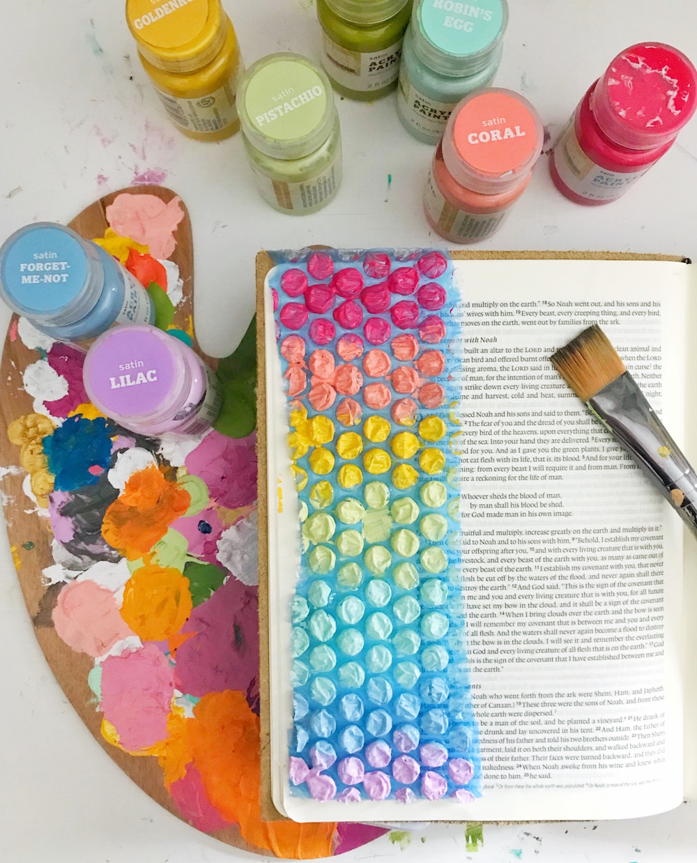 Mixed Media Bible Journaling Tutorial by April Crosier | Bubble Wrapping the Rainbow | Genesis 9