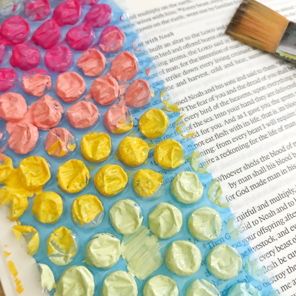 Mixed Media Bible Journaling Tutorial by April Crosier | Bubble Wrapping the Rainbow | Genesis 9