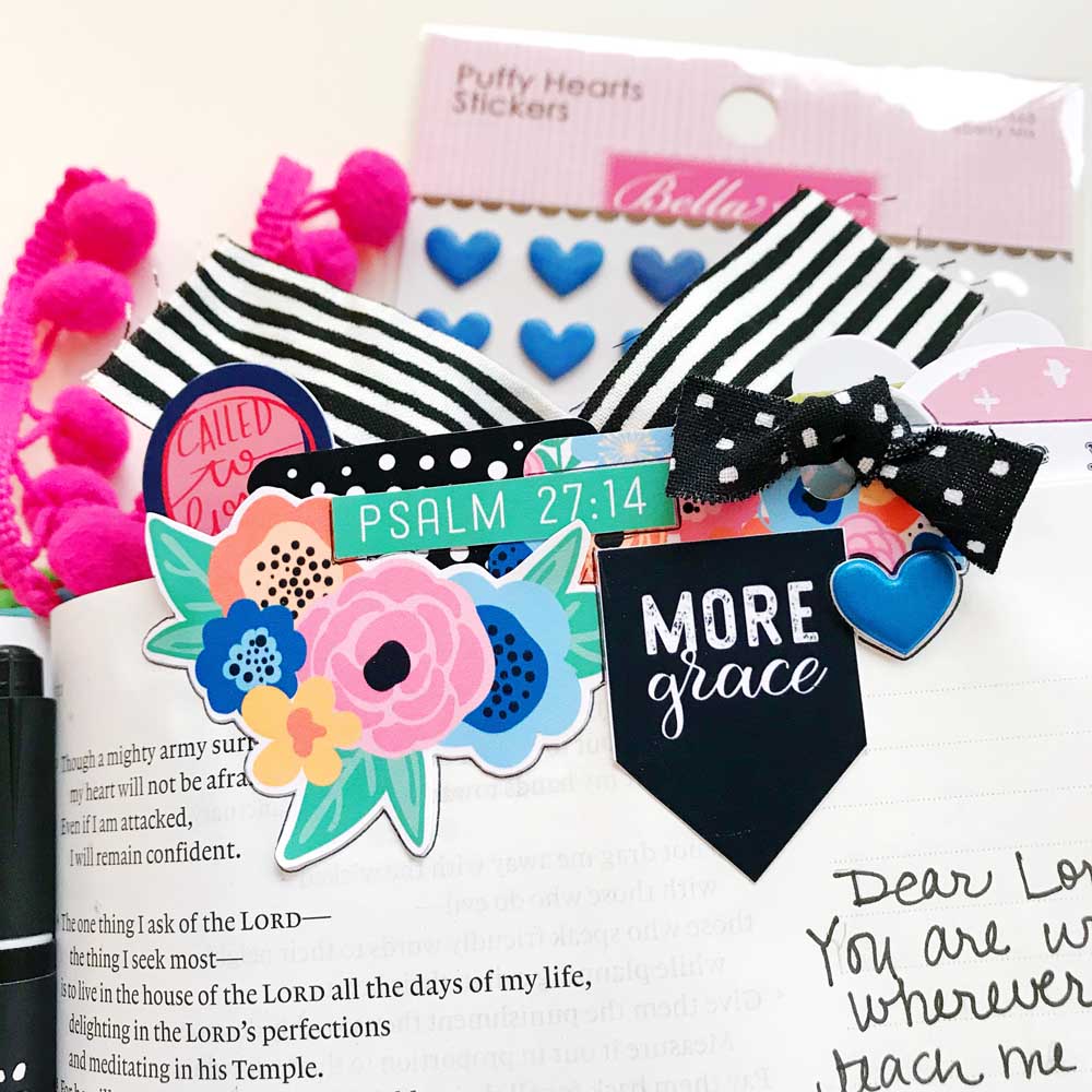 Mixed Media Print and Pray Bible Journaling by Cristin Howell using digital printables | One Heart