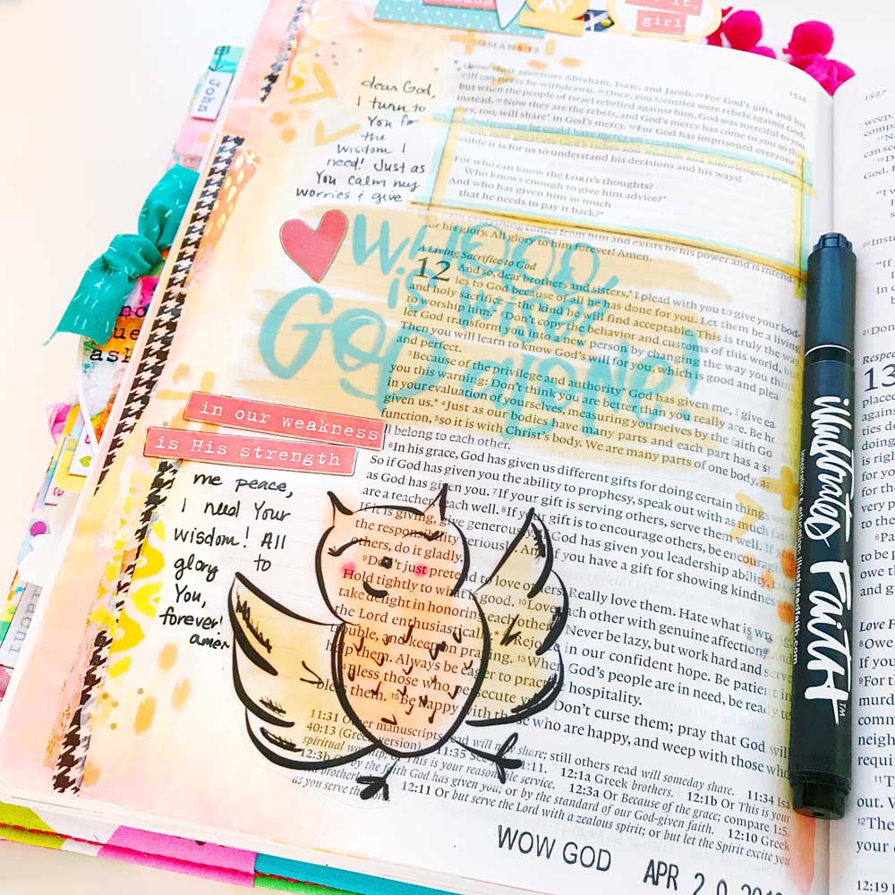 Print and Pray Hybrid Bible Journaling by Cristin Howell | Wise One