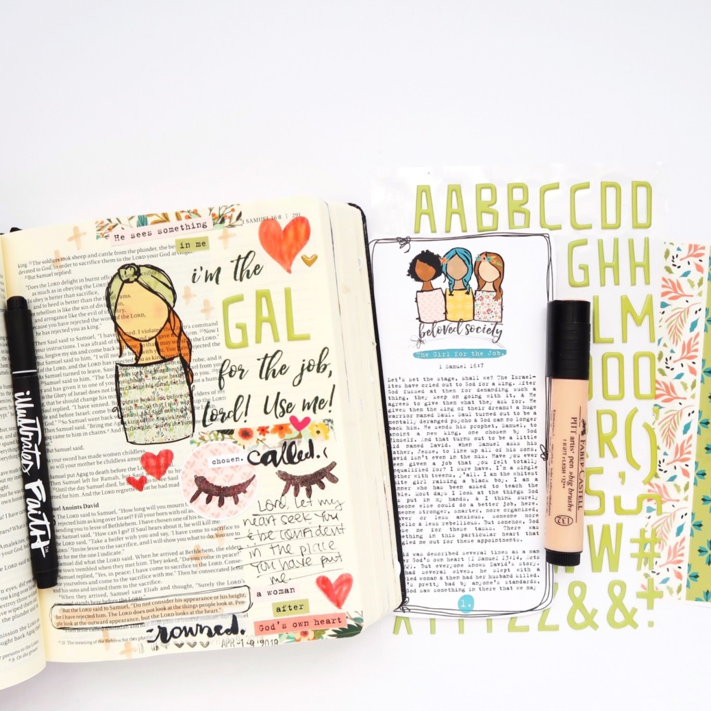 Print and Pray Bible Journaling Process Video by Jillian aka Hello Jillsky using digital printables | Girl For The Job | 1 Samuel 16:7