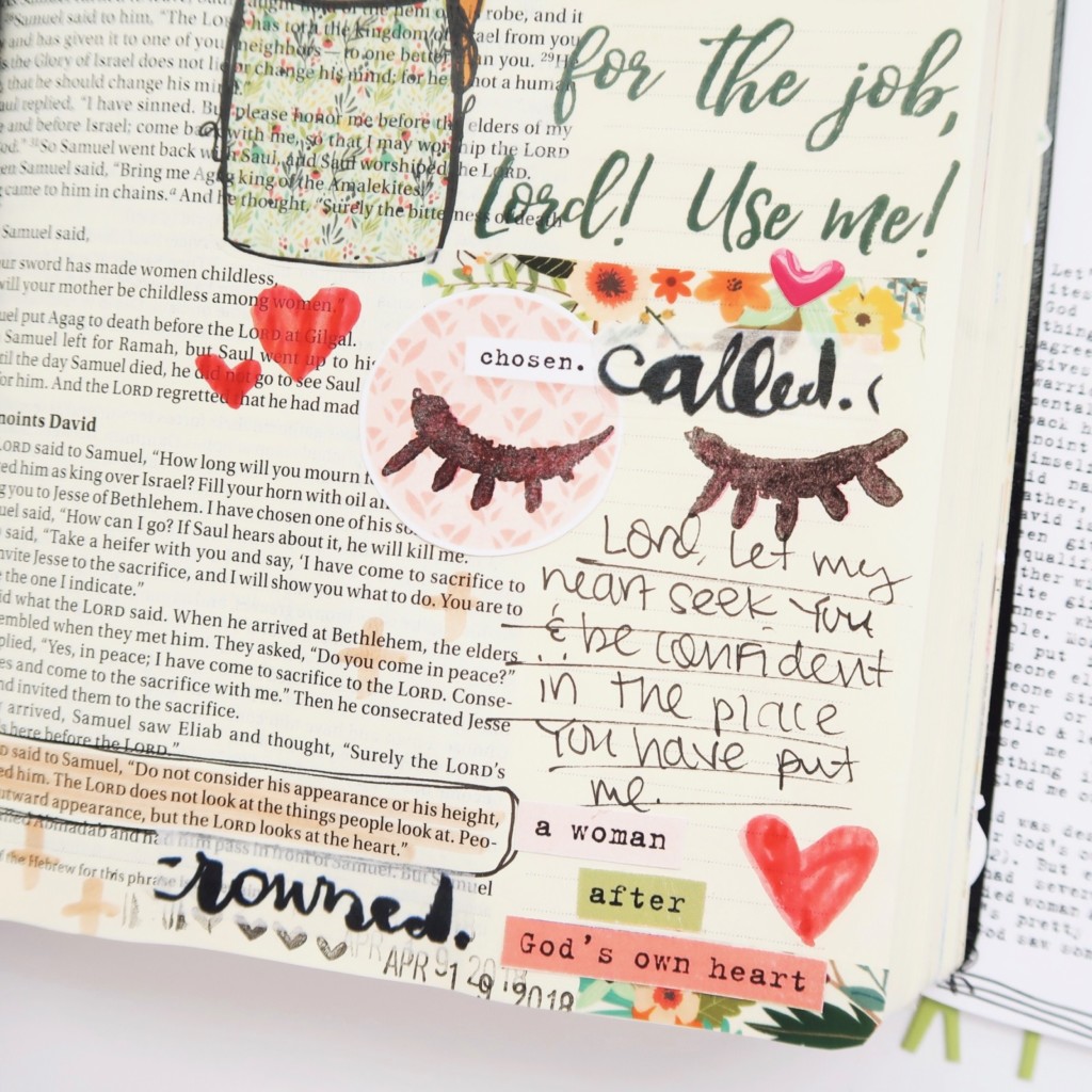 Print and Pray Bible Journaling Process Video by Jillian aka Hello Jillsky using digital printables | Girl For The Job | 1 Samuel 16:7