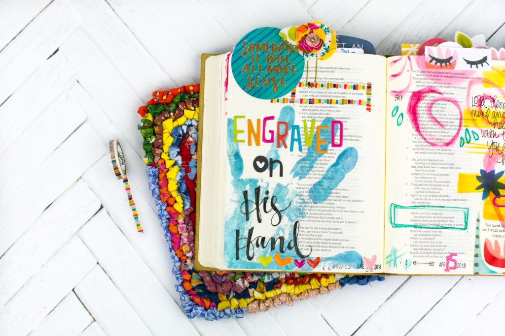 Mixed Media Bible Journaling Tutorial by Amy Bruce | His Hand | Acrylic Hand Printing