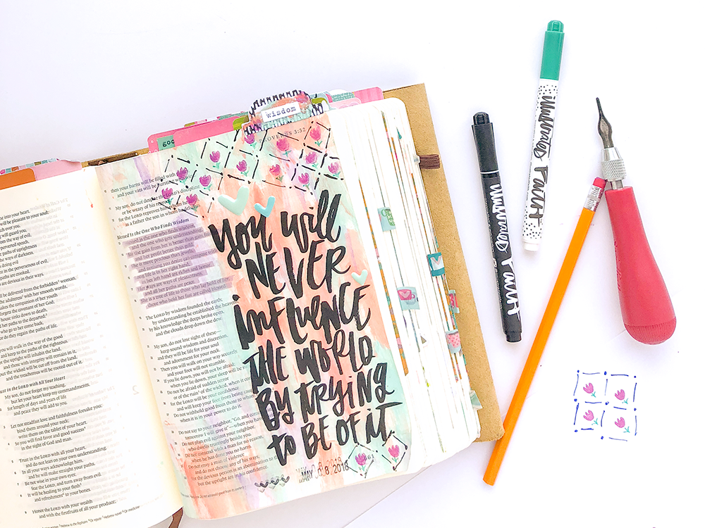 Mixed Media Bible Journaling Tutorial by Heather Greenwood | Creating Eraser Stamps | Dutch Tulips | Parenting