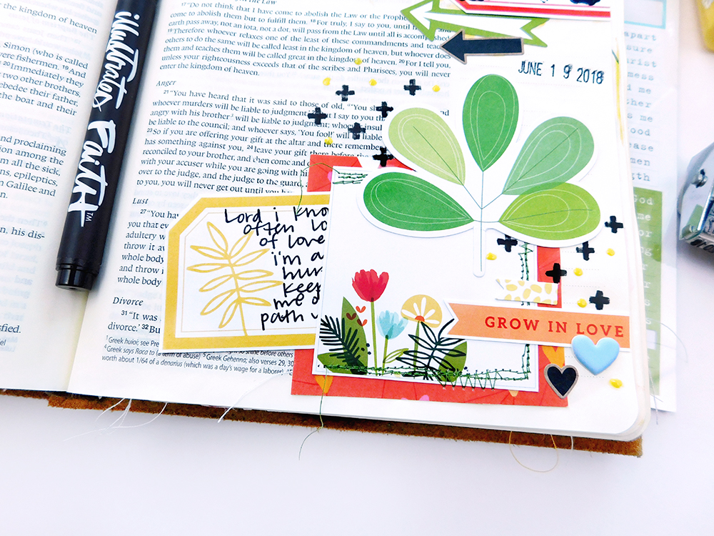 Print & Pray Hybrid Bible Journaling by Elaine Davis using digital printables | Example of Love