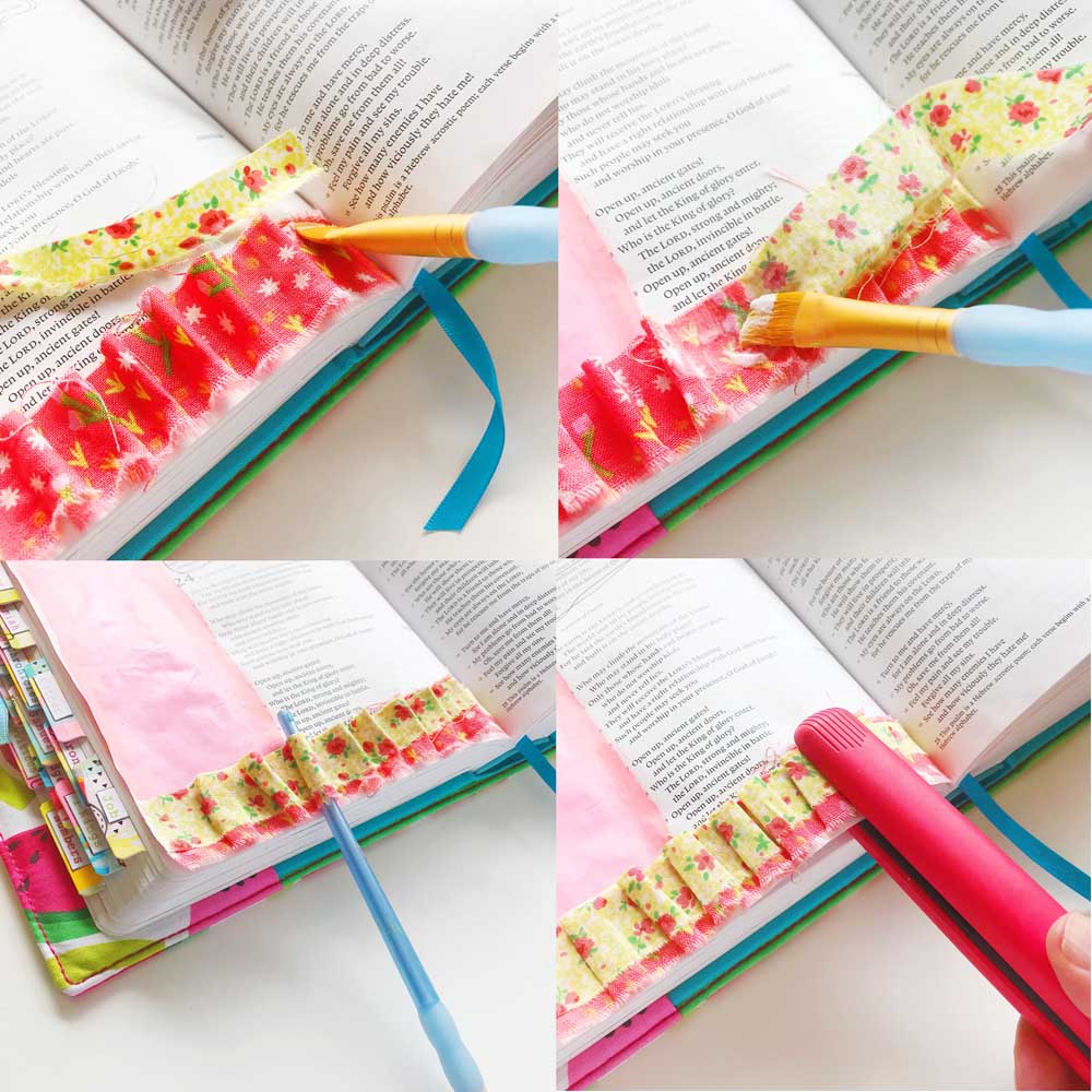 Mixed Media Print and Pray Bible Journaling Tutorial by Cristin Howell using Print & Pray digital printables | Mod Podge and Fabric Ribbons | My Blessings Overflow