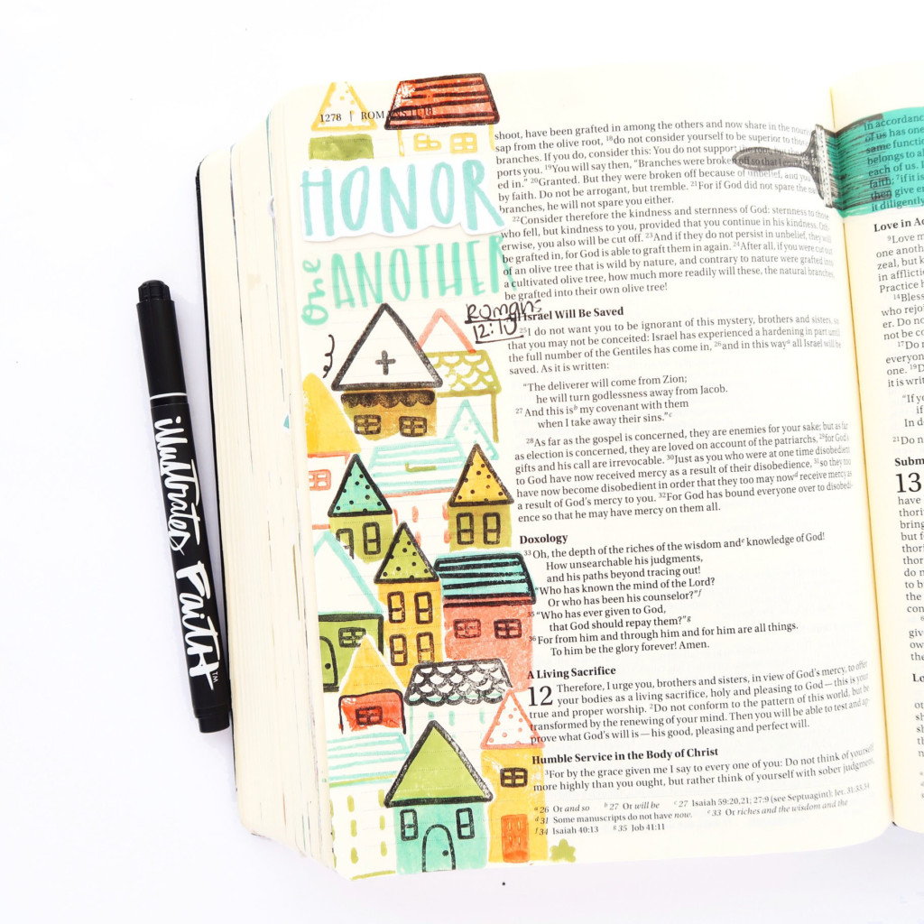 bible journaling process video and tutorial by Jillian aka Hello Jillsky | stamp masking | Stronger Together devotional kit