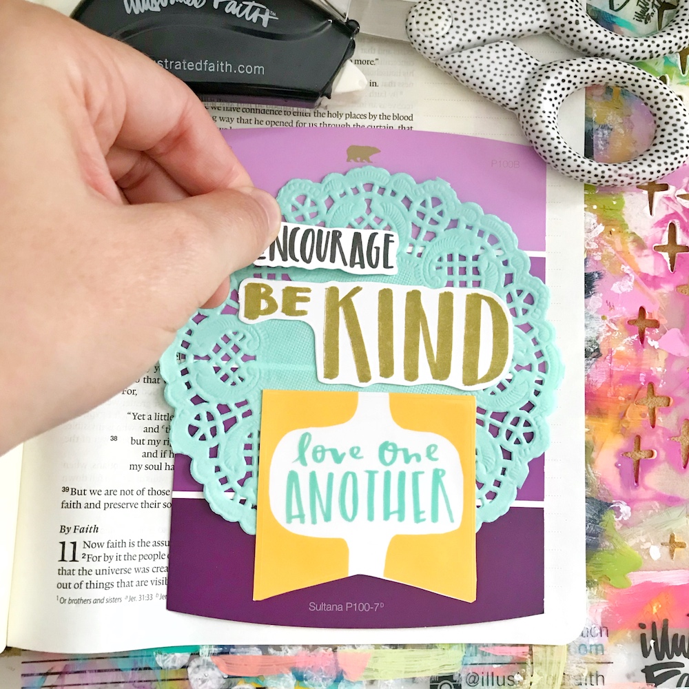 Bible Journaling - Layered Tip-In Technique by April Crosier | Encouraging One Another | Hebrews 10:25