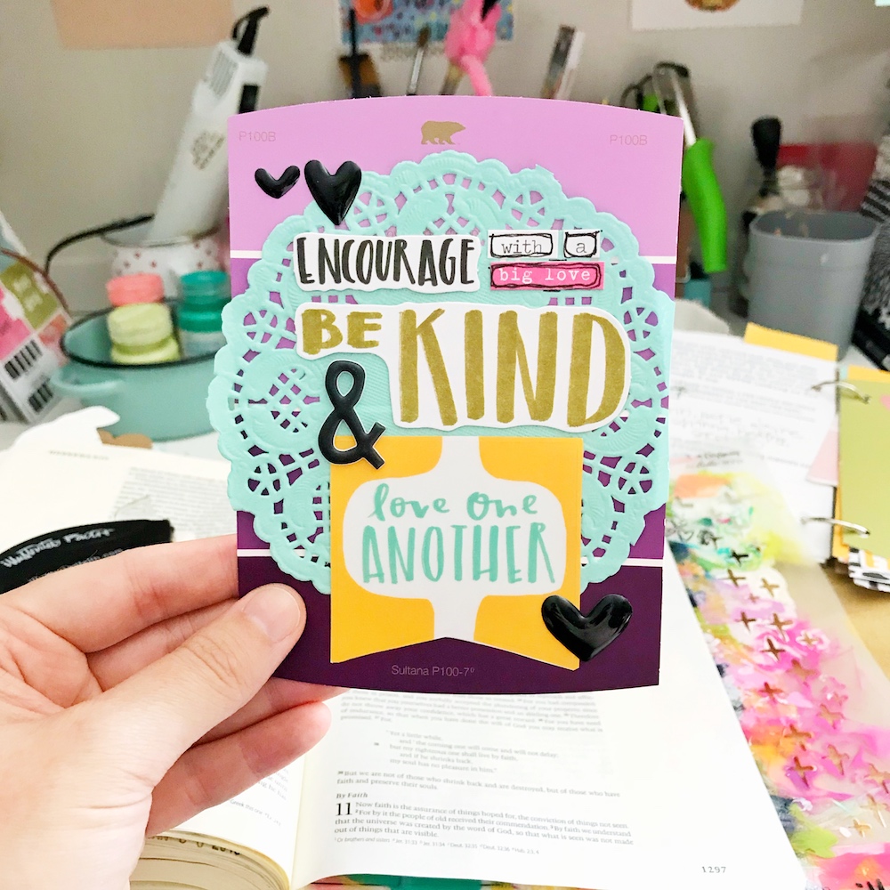 Bible Journaling - Layered Tip-In Technique by April Crosier | Encouraging One Another | Hebrews 10:25