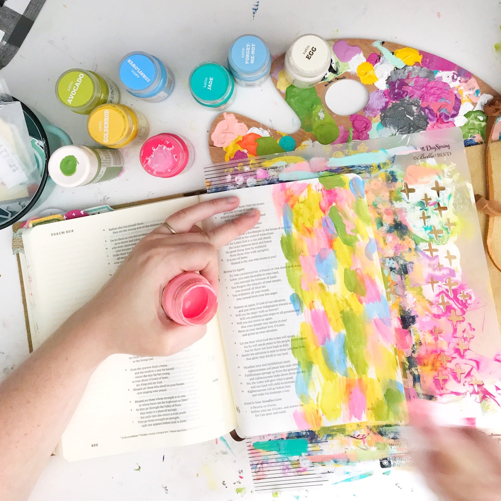 Bible Journaling Tutorial by April Crosier aka Marine Parents | Praying in a Revival | Faux Stained-Glass Margin | Psalm 85:6