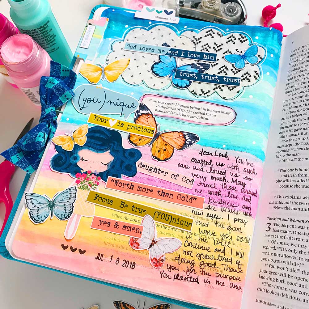 Hybrid Print and Pray Bible Journaling by Cristin Howell | Precious Hearts