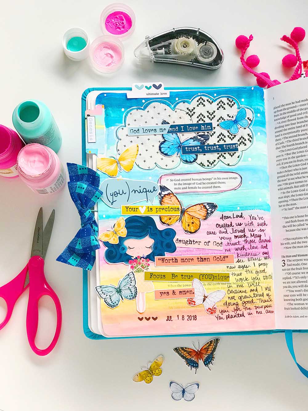 Hybrid Print and Pray Bible Journaling by Cristin Howell | Precious Hearts