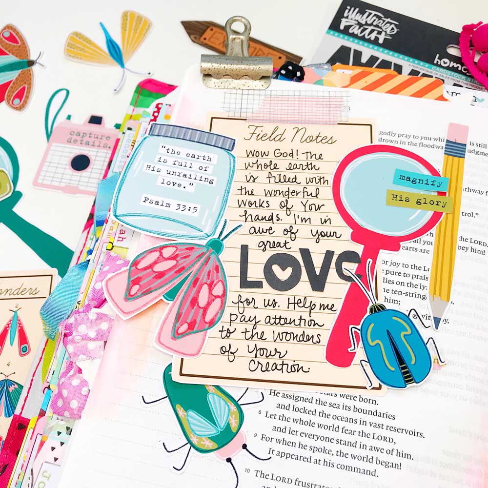 Hybrid Print and Pray Bible Journaling by Cristin Howell | Unfailing Love | Psalm 33:5
