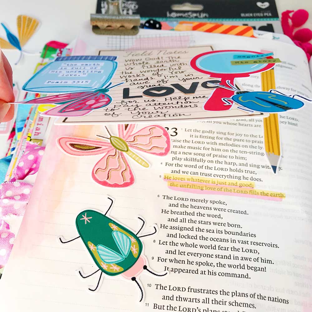 Hybrid Print and Pray Bible Journaling by Cristin Howell | Unfailing Love | Psalm 33:5