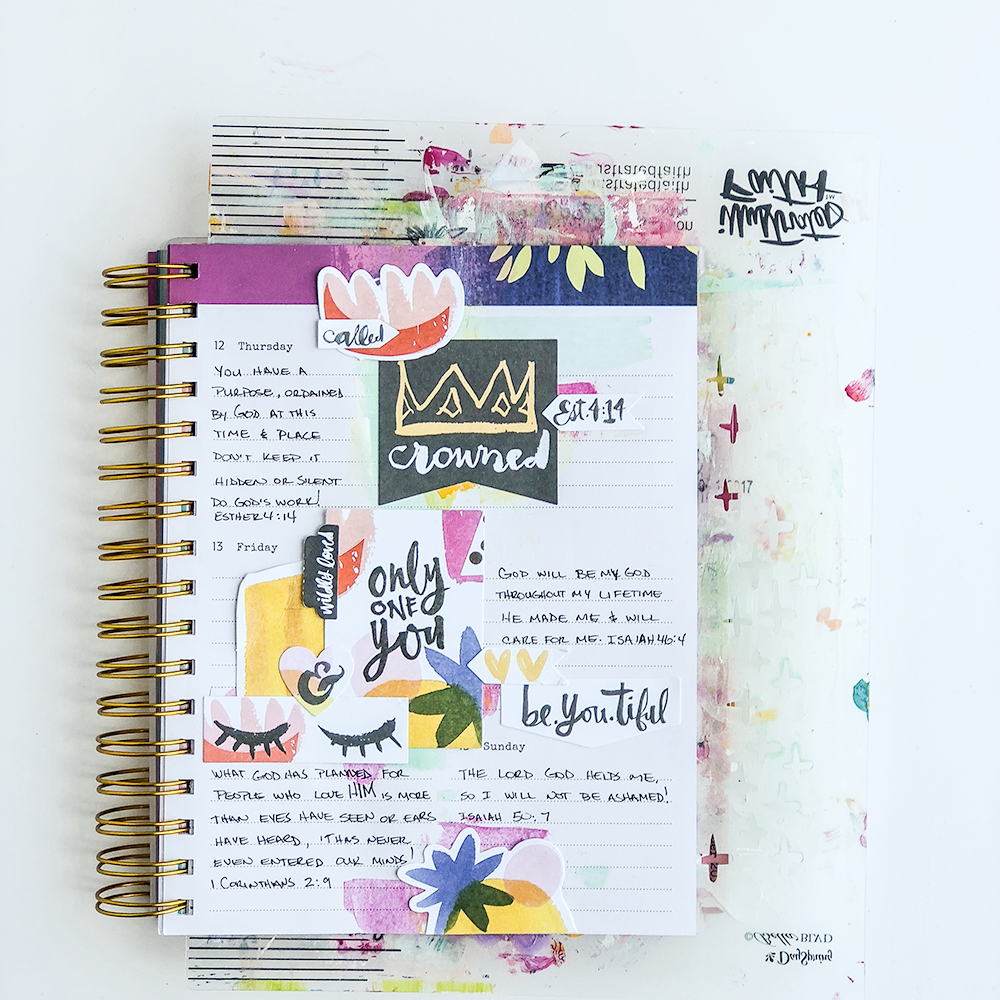 Mixed Media Tutorial by Heather Greenwood - Using a Planner as an Art Journal | Let's Go Through Our Leftover Devotional Kit Supplies