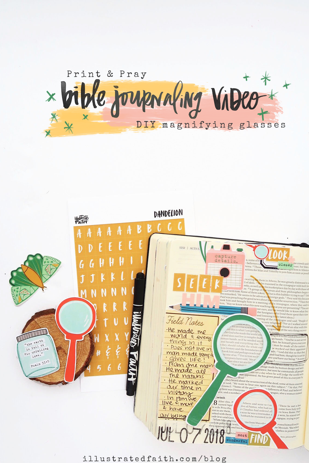 Print and Pray Bible Journaling Process Video by Jillian aka Jillsky | Seek Him | Acts 17:24-28