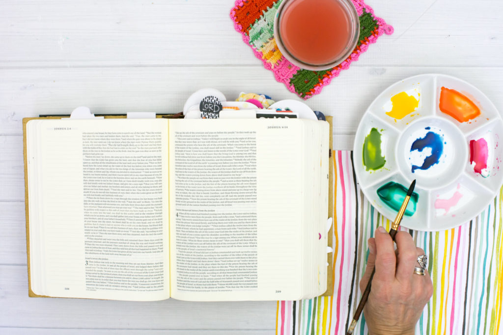 Watercolor Bible Journaling Tutorial by Amy Bruce | Revival Camp - Commit - Watercolor Sprays