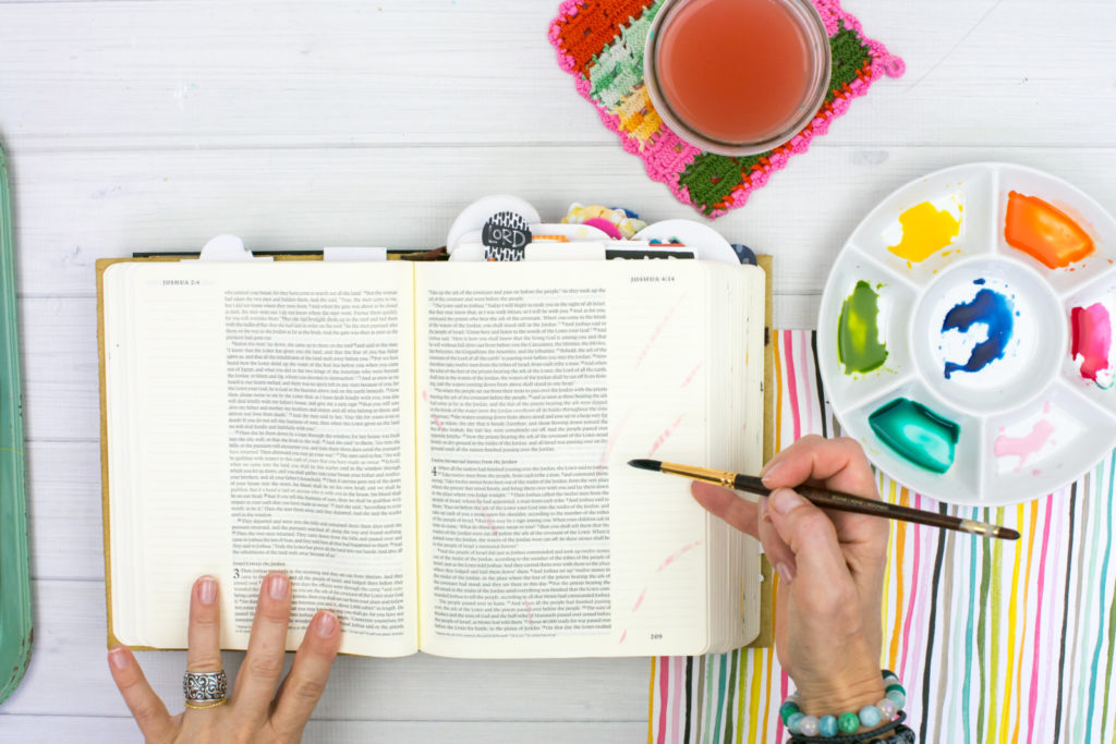 Watercolor Bible Journaling Tutorial by Amy Bruce | Revival Camp - Commit - Watercolor Sprays