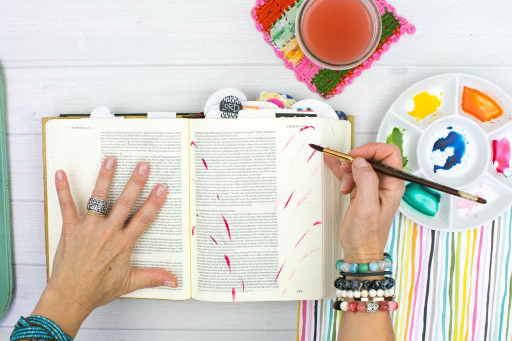 Watercolor Bible Journaling Tutorial by Amy Bruce | Revival Camp - Commit - Watercolor Sprays