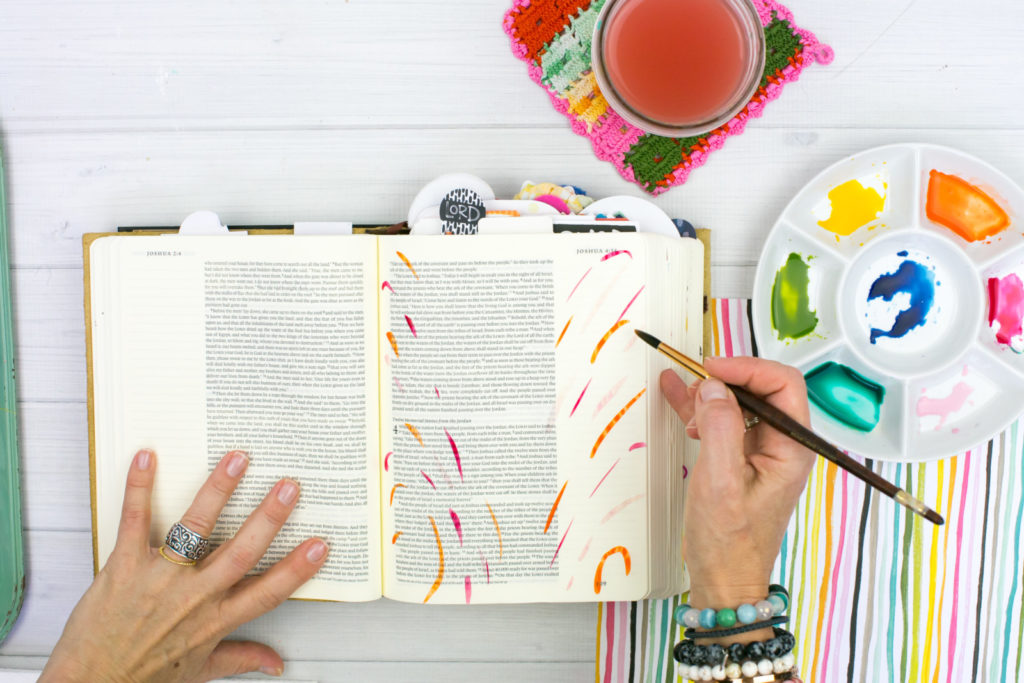 Watercolor Bible Journaling Tutorial by Amy Bruce | Revival Camp - Commit - Watercolor Sprays