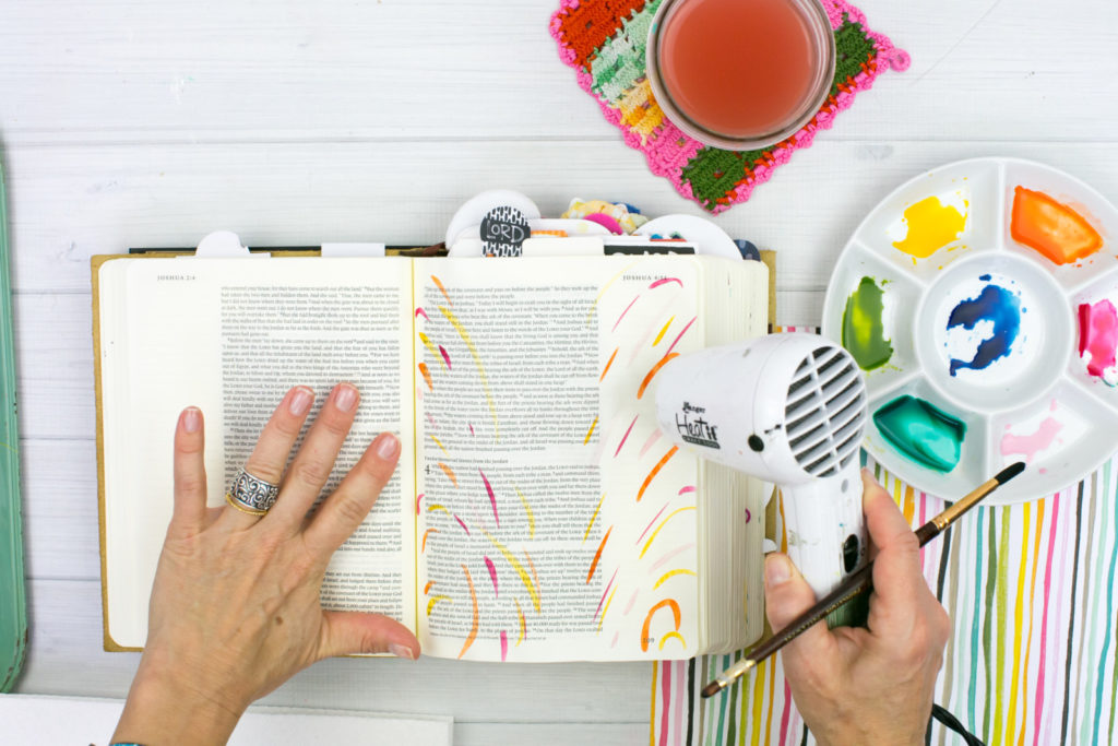 Watercolor Bible Journaling Tutorial by Amy Bruce | Revival Camp - Commit - Watercolor Sprays