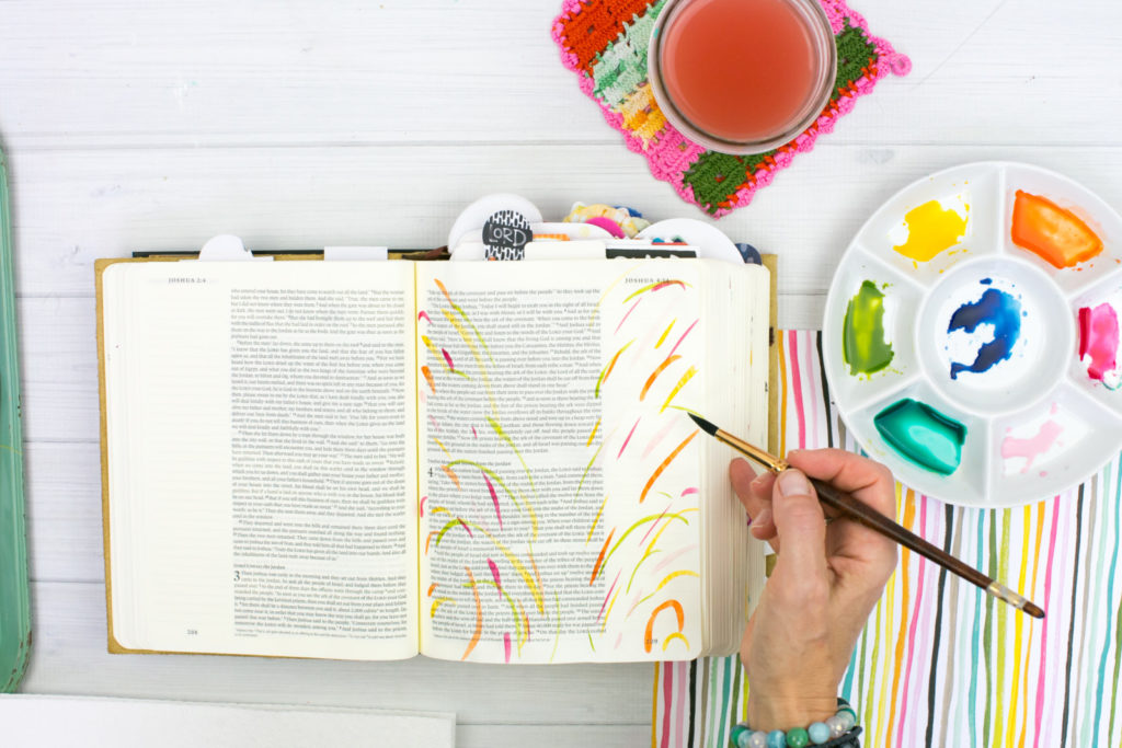 Watercolor Bible Journaling Tutorial by Amy Bruce | Revival Camp - Commit - Watercolor Sprays