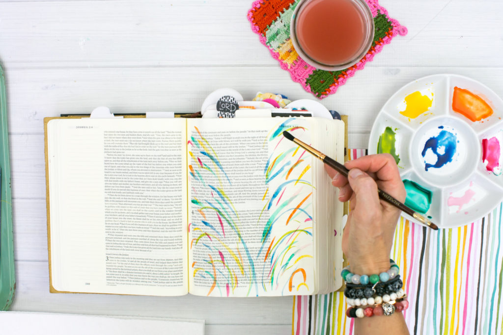 Watercolor Bible Journaling Tutorial by Amy Bruce | Revival Camp - Commit - Watercolor Sprays