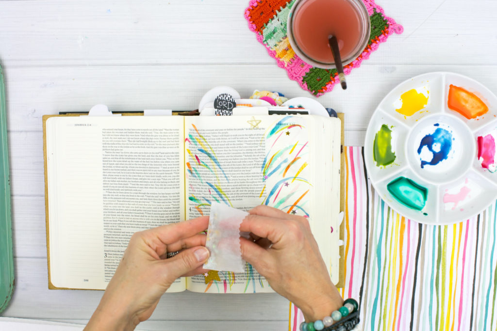 Watercolor Bible Journaling Tutorial by Amy Bruce | Revival Camp - Commit - Watercolor Sprays
