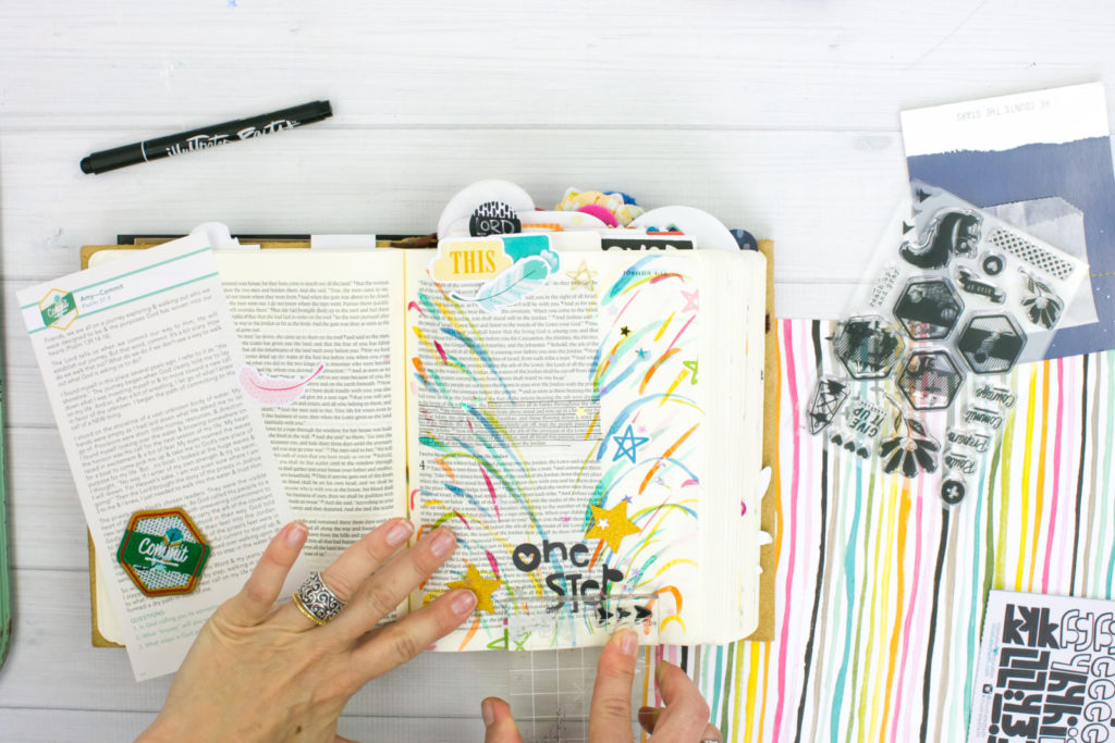 Watercolor Bible Journaling Tutorial by Amy Bruce | Revival Camp - Commit - Watercolor Sprays