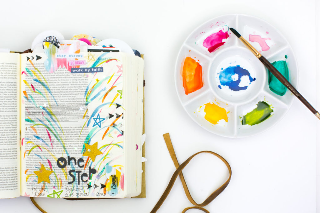 Watercolor Bible Journaling Tutorial by Amy Bruce | Revival Camp - Commit - Watercolor Sprays