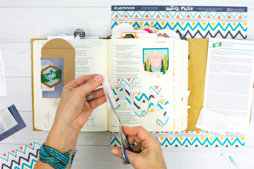Mixed Media Bible Journaling Tutorial by Amy Bruce | Revival Camp - Commit - Psalm 37:23-24 | Paper and Scissors