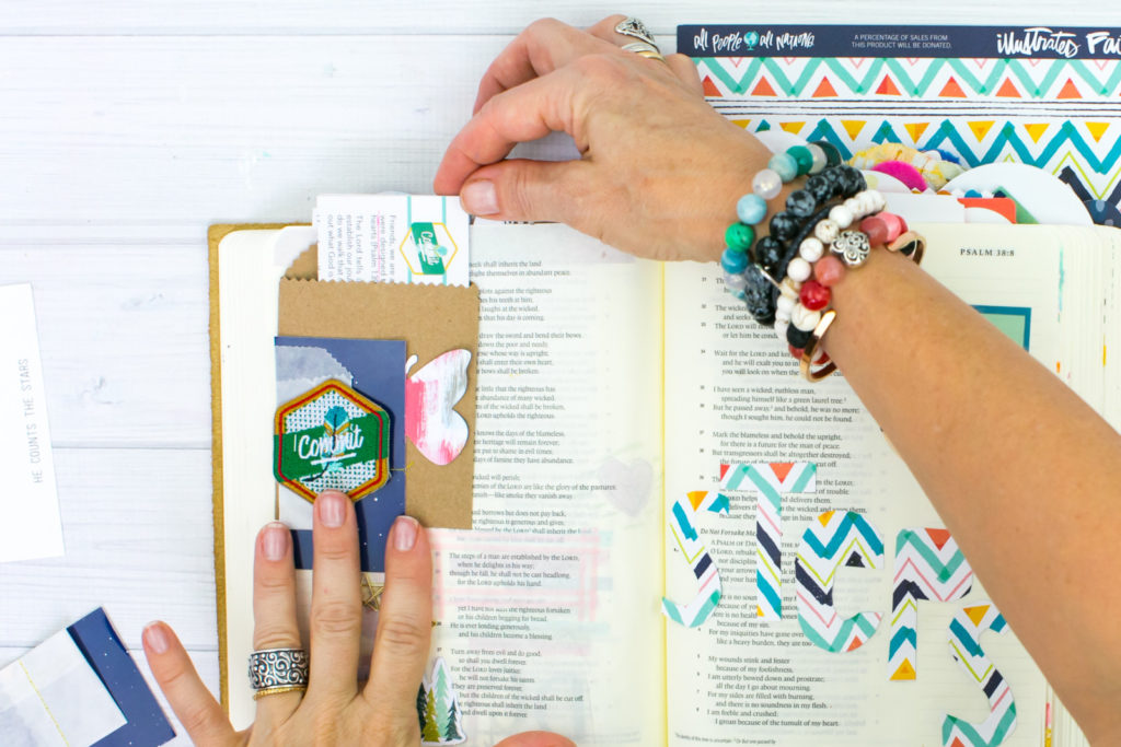 Mixed Media Bible Journaling Tutorial by Amy Bruce | Revival Camp - Commit - Psalm 37:23-24 | Paper and Scissors