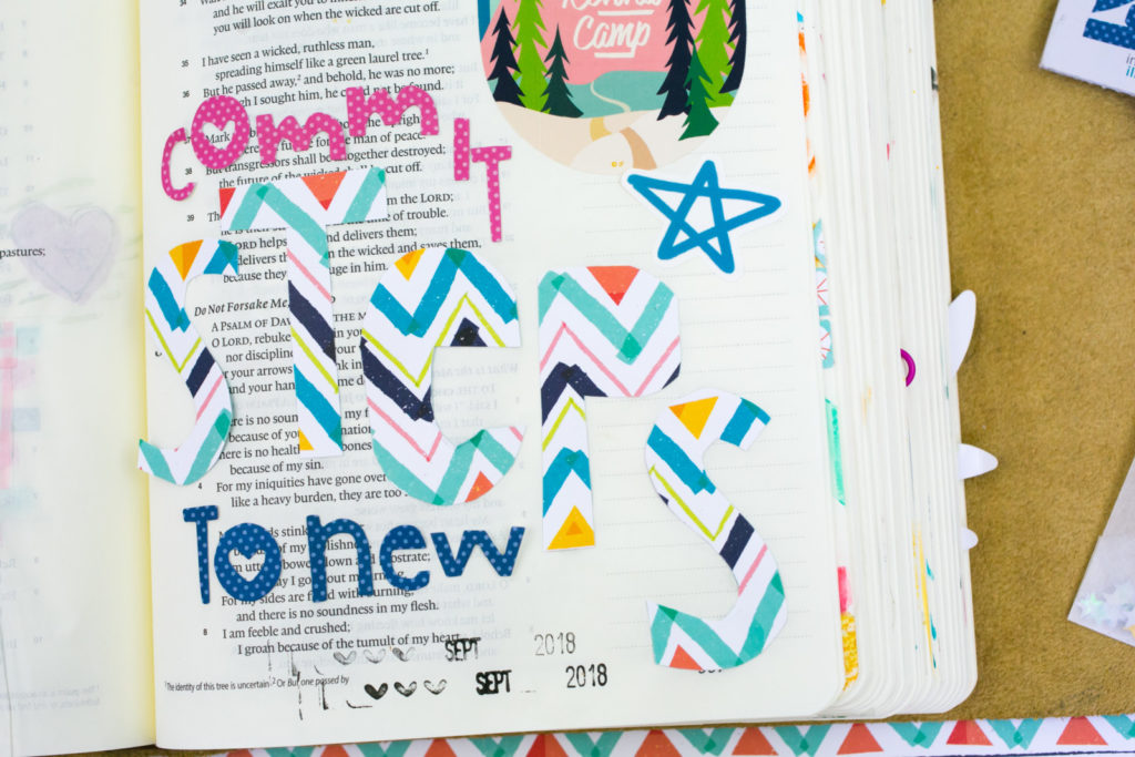 Mixed Media Bible Journaling Tutorial by Amy Bruce | Revival Camp - Commit - Psalm 37:23-24 | Paper and Scissors