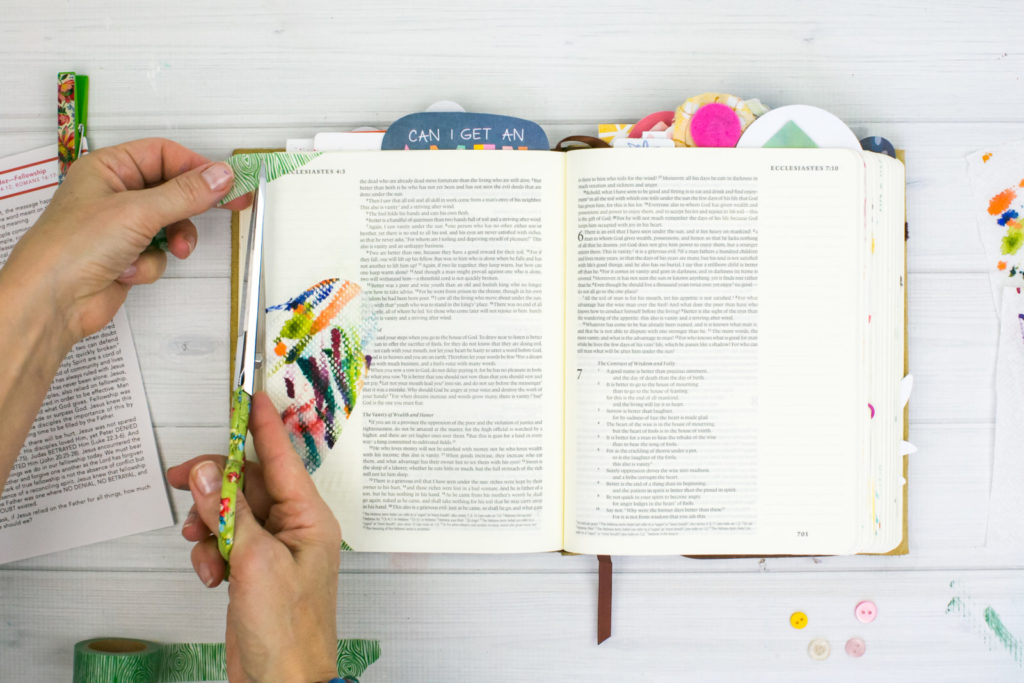 Mixed Media Bible Journaling Tutorial by Amy Bruce | Community and Fellowship | Paper Towel Brush Scraps | Revival Camp
