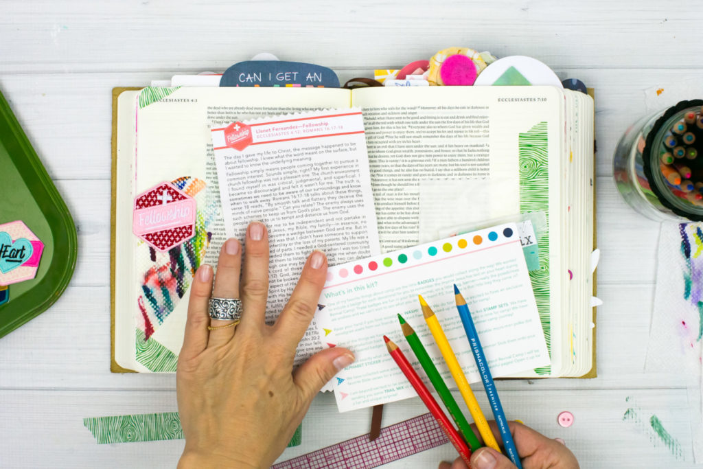 Mixed Media Bible Journaling Tutorial by Amy Bruce | Community and Fellowship | Paper Towel Brush Scraps | Revival Camp