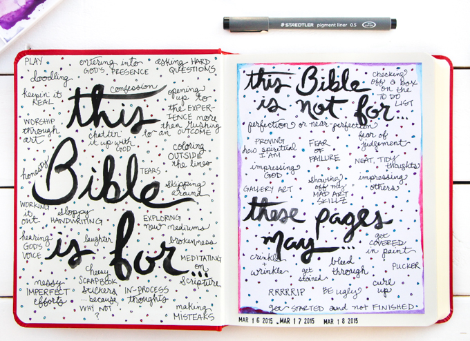 Permission Pages: Journaling Bible Process Video | Here's a glimpse at the NEW Permission Pages Devotional Kit by Lauren Lanker! Designed to support you in creating your own set of permission pages where you can boldly declare the permission you’ve been granted by God to be free–declaring what "This Bible is for" (asking questions and making mistakes) and what "This Bible is not for" (proving my worth or giving in to fear). Be inspired!