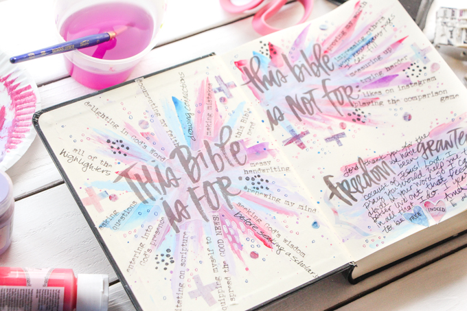 Permission Pages: Journaling Bible Process Video | Here's a glimpse at the NEW Permission Pages Devotional Kit by Lauren Lanker! Designed to support you in creating your own set of permission pages where you can boldly declare the permission you’ve been granted by God to be free–declaring what "This Bible is for" (asking questions and making mistakes) and what "This Bible is not for" (proving my worth or giving in to fear). Be inspired!