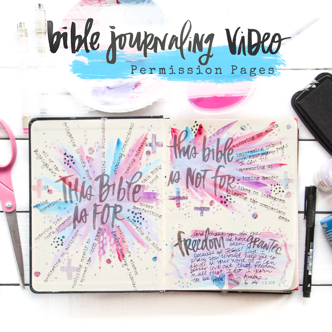 Permission Pages: Journaling Bible Process Video | Here's a glimpse at the NEW Permission Pages Devotional Kit by Lauren Lanker! Designed to support you in creating your own set of permission pages where you can boldly declare the permission you’ve been granted by God to be free–declaring what "This Bible is for" (asking questions and making mistakes) and what "This Bible is not for" (proving my worth or giving in to fear). Be inspired!