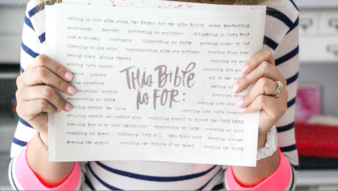 Permission Pages: Journaling Bible Process Video | Here's a glimpse at the NEW Permission Pages Devotional Kit by Lauren Lanker! Designed to support you in creating your own set of permission pages where you can boldly declare the permission you’ve been granted by God to be free–declaring what "This Bible is for" (asking questions and making mistakes) and what "This Bible is not for" (proving my worth or giving in to fear). Be inspired!