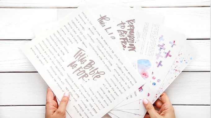 Permission Pages: Journaling Bible Process Video | Here's a glimpse at the NEW Permission Pages Devotional Kit by Lauren Lanker! Designed to support you in creating your own set of permission pages where you can boldly declare the permission you’ve been granted by God to be free–declaring what "This Bible is for" (asking questions and making mistakes) and what "This Bible is not for" (proving my worth or giving in to fear). Be inspired!