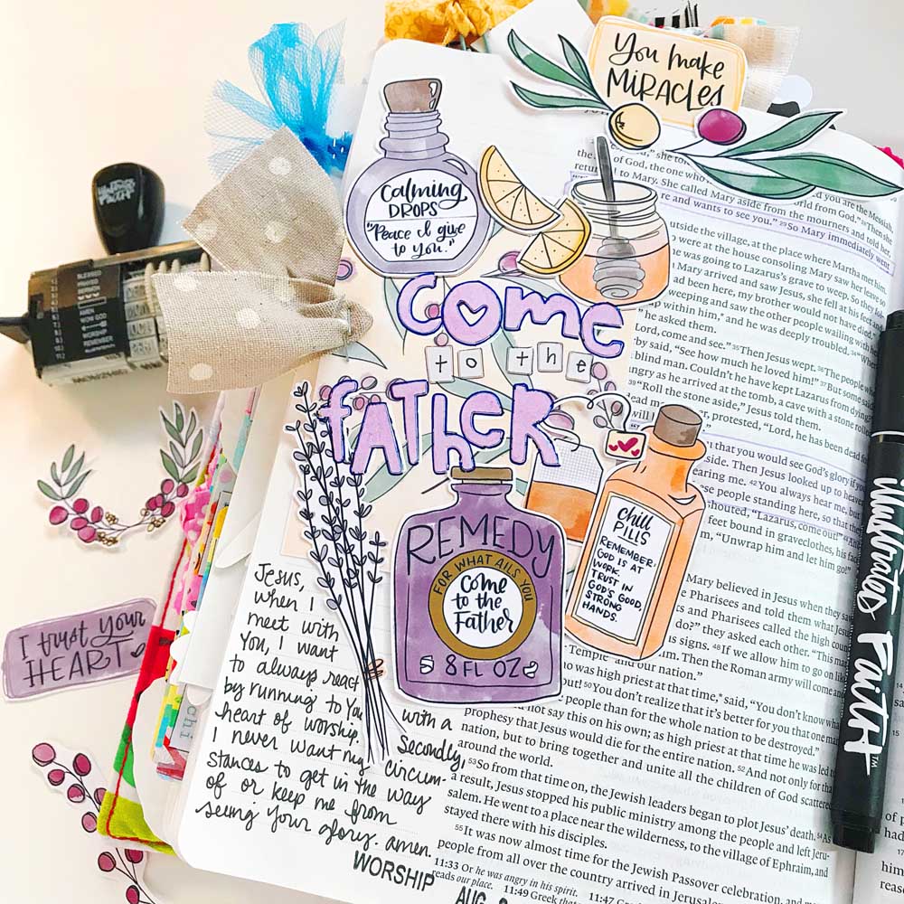 Print and Pray Hybrid Bible Journaling by Cristin Howell | Come to the Father